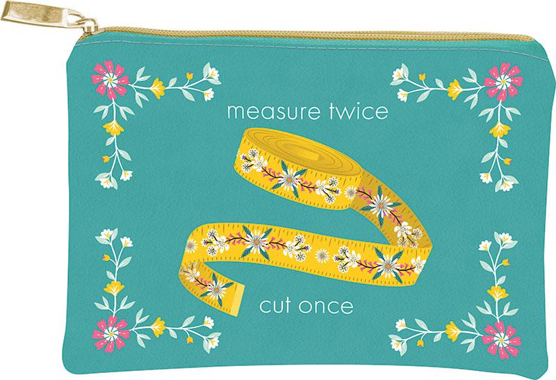 Measuring Tape Floral Glam Bag  8"X 5.5" Vinyl  Punch Studio Moda