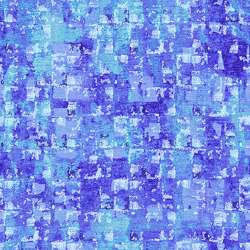 Glaze 108" Wide backing Abstract Squares Blue Satin Moon Designs Blank Quilting Fabric