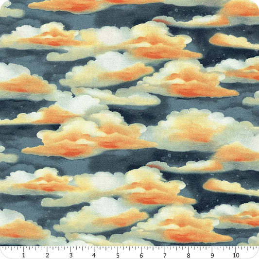 Glorious Fall Evening Sky Blue Nancy Mink Wilmington Prints Cotton Fabric WP-1665-33910-448