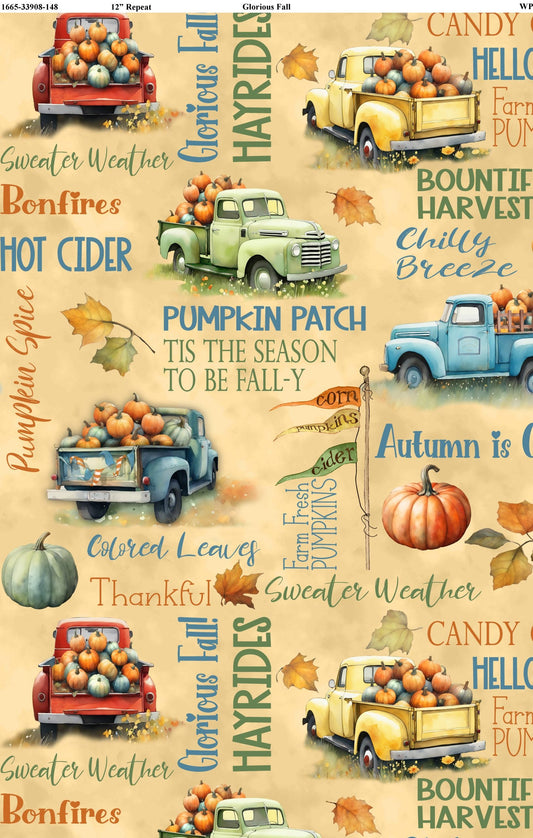 Glorious Fall Large Allover Cream Nancy Mink Wilmington Prints Cotton Fabric WP-1665-33908-148