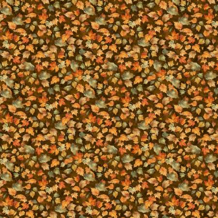Glorious Fall Leaves Brown Nancy Mink Wilmington Prints Cotton Fabric WP-1665-33912-278