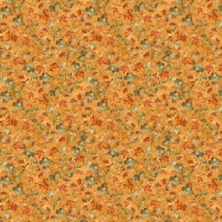 Glorious Fall Leaves Orange Nancy Mink Wilmington Prints Cotton Fabric WP-1665-33912-878