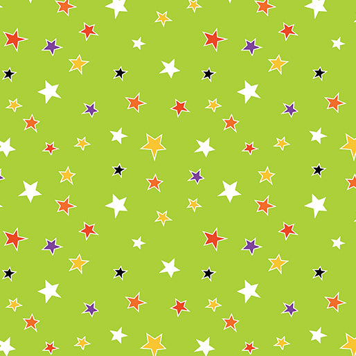 Glow-O-Ween Glowing Stars Lime Glow the Dark Kanvas Studio Benartex Cotton Fabric