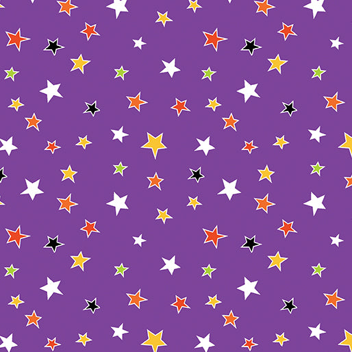 Glow-O-Ween Glowing Stars Purple Glow the Dark Kanvas Studio Benartex Cotton Fabric