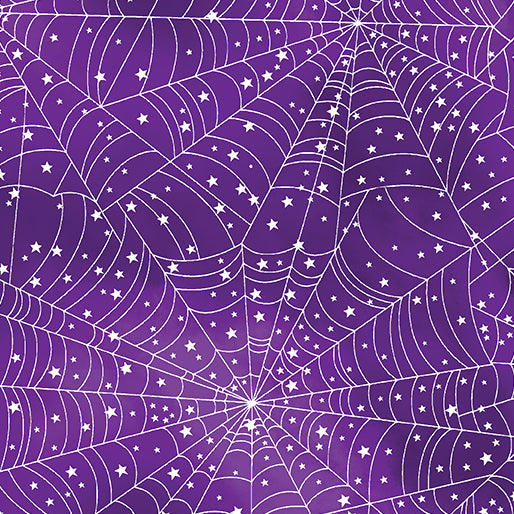 Glow-O-Ween Glowing Webs Purple Glow the Dark Kanvas Studio Benartex Cotton Fabric