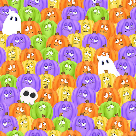 Glow Ghosts Stacked Pumpkins and Ghosts Shelly Comiskey Henry Glass Cotton Fabric