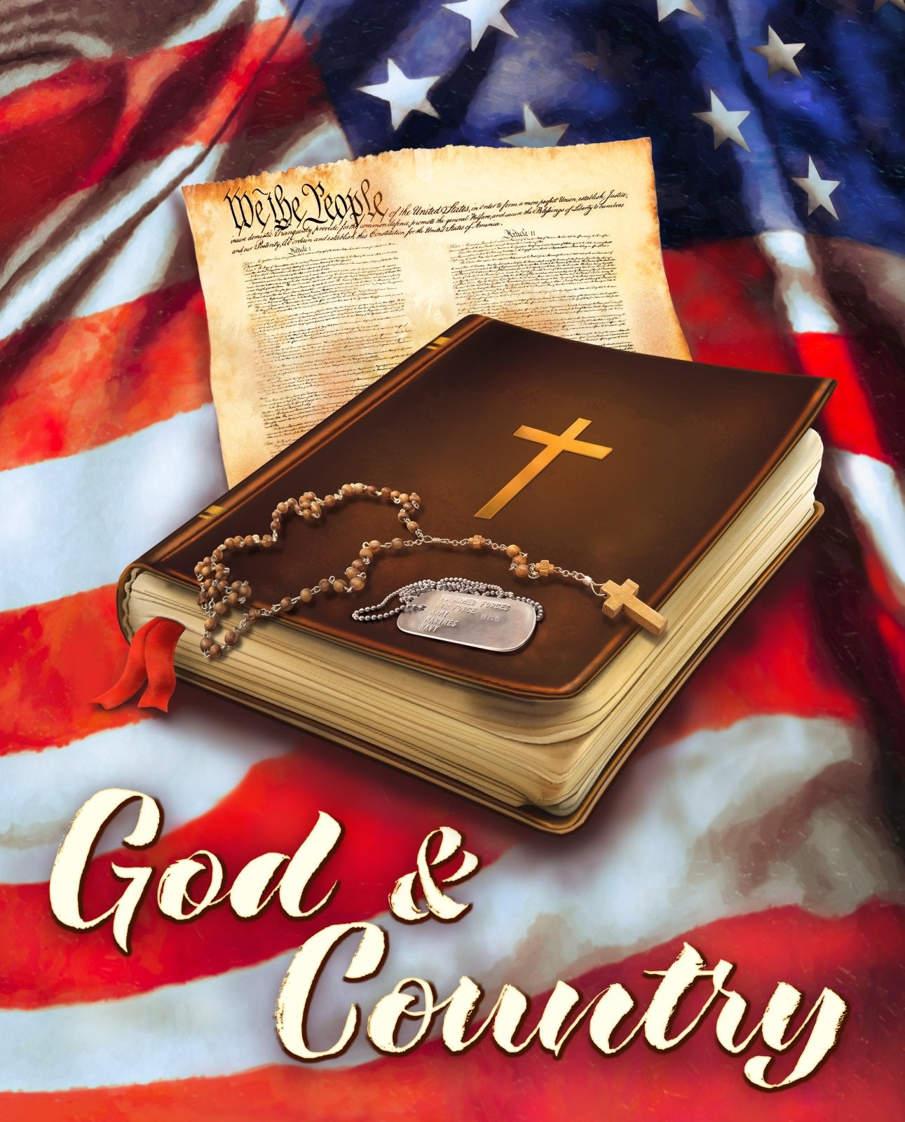 God and Country Panel 36" Multi David Textiles Cotton Fabrics DT-GG-0063-4C-1