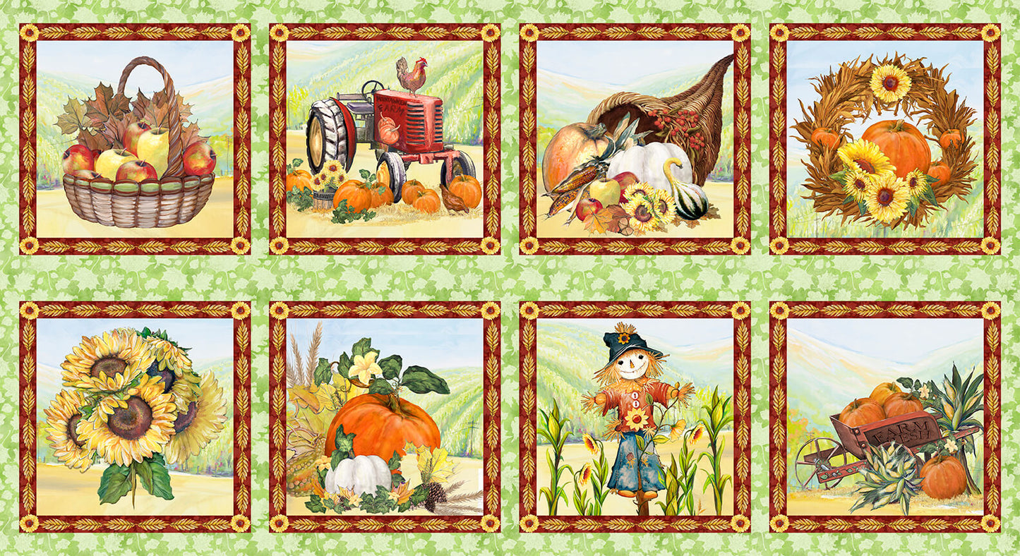 Golden Days Harvest Books Block Panel 24" Tan D DonFrancisco Blank Quilting Cotton Fabric