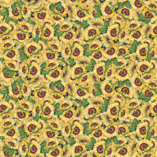 Golden Days Sunflowers Golden D DonFrancisco Blank Quilting Cotton Fabric