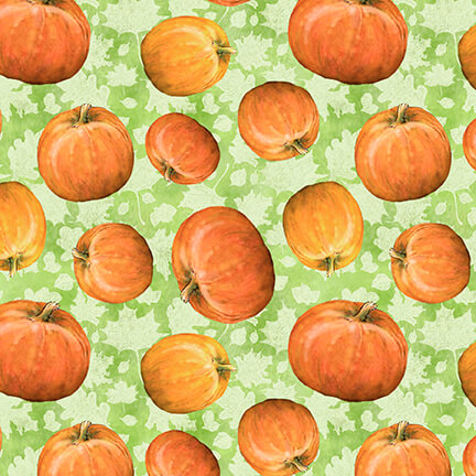 Golden Days Tossed Pumpkins Green D DonFrancisco Blank Quilting Cotton Fabric