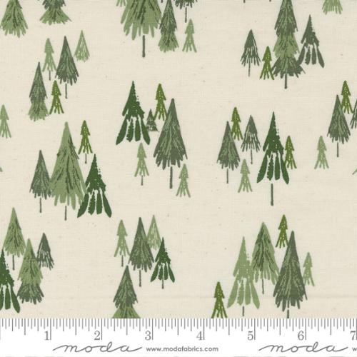 Good News Great Joy Fir Forest Landscape Nature Trees Snow Beige Fancy That Design House Moda Cotton Fabric