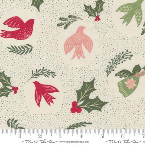 Good News Great Joy Hark Novelty Birds Christmas Snow Beige Fancy That Design House Moda Cotton Fabric