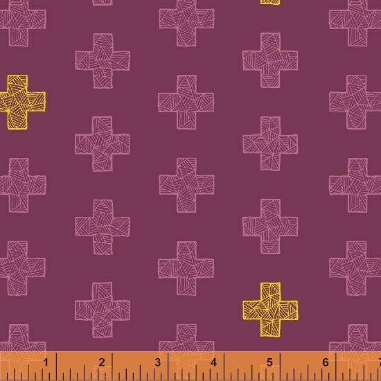 Good Vibes Only Alley Pluses Geo Tonal Jam Purple Shayla Wolf Windham Fabrics Cotton Fabric