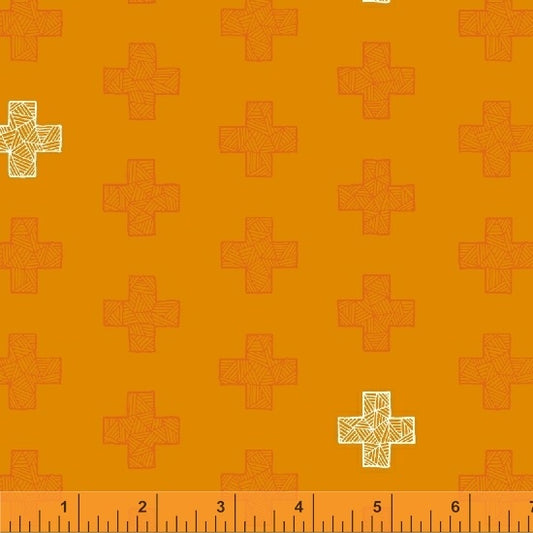 Good Vibes Only Alley Pluses Geo Tonal Tangerine Orange Shayla Wolf Windham Fabrics Cotton Fabric