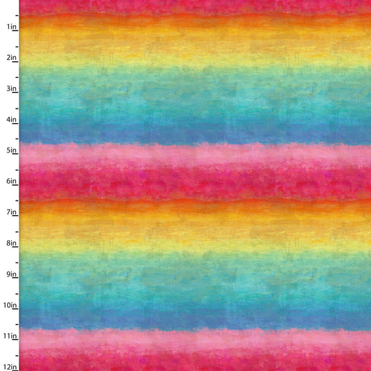 Good Vibes Rainbow Stripe Wide Multi Courtney Morgenstern 3 Wishes Cotton Fabric