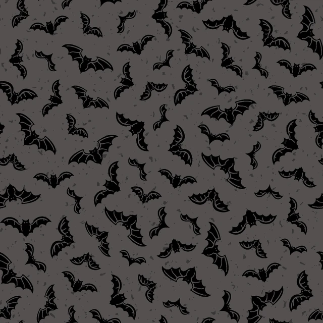 Goth Gardens Flying Bats Grey Maywood Studio Cotton Fabric MS-MAS10854-K