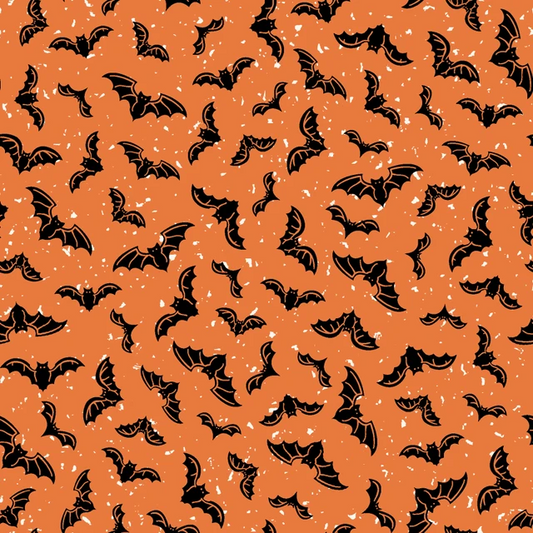 Goth Gardens Flying Bats Orange Maywood Studio Cotton Fabric MS-MAS10854-O