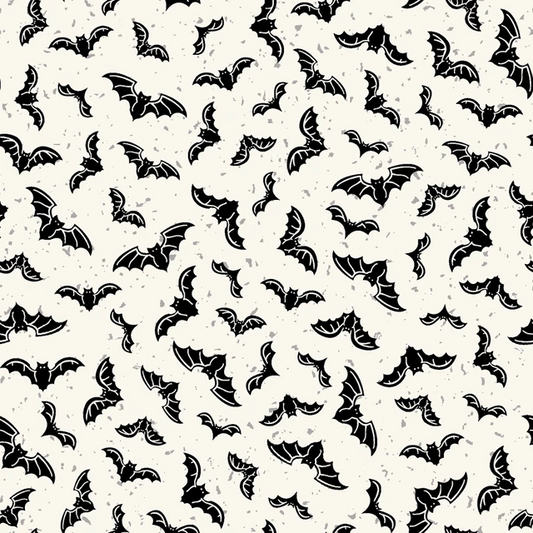 Goth Gardens Flying Bats White Maywood Studio Cotton Fabric MS-MAS10854-W