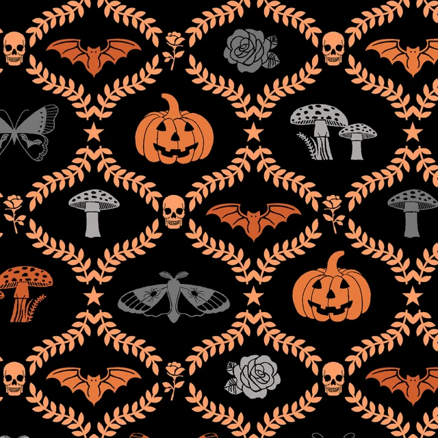 Goth Gardens Goth Vines Black Maywood Studio Cotton Fabric MS-MAS10851-J