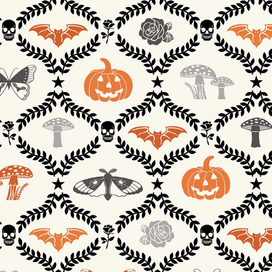 Goth Gardens Goth Vines White Maywood Studio Cotton Fabric MS-MAS10851-W