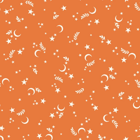 Goth Gardens Stars and Moons Orange Maywood Studio Cotton Fabric MS-MAS10855-O