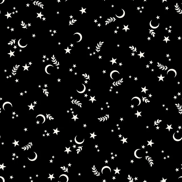 Goth Gardens Stars and Moons Black Maywood Studio Cotton Fabric MS-MAS10855-J | US Fabric Shop