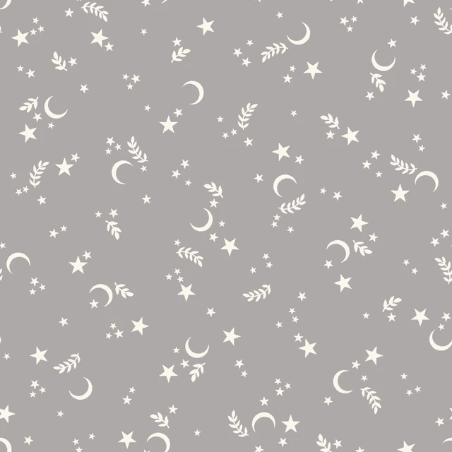 Goth Gardens Stars and Moons Grey Maywood Studio Cotton Fabric MS-MAS10855-K