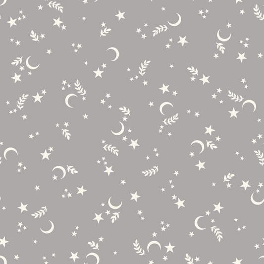 Goth Gardens Stars and Moons Grey Maywood Studio Cotton Fabric MS-MAS10855-K