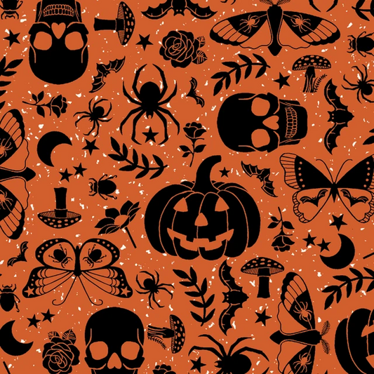Goth Gardens Orange Maywood Studio Cotton Fabric MS-MAS10850-O