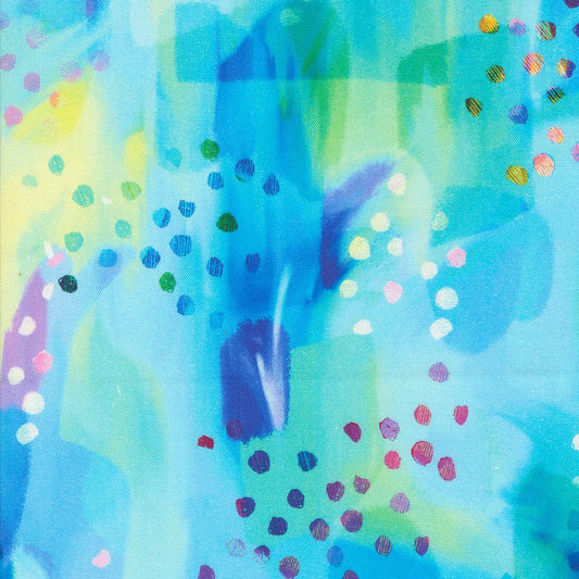 Gradients Auras 108" Wide Back Turquoise Collage Dots Prism Multi Moda Fabric Cotton Fabric MD-108011-13
