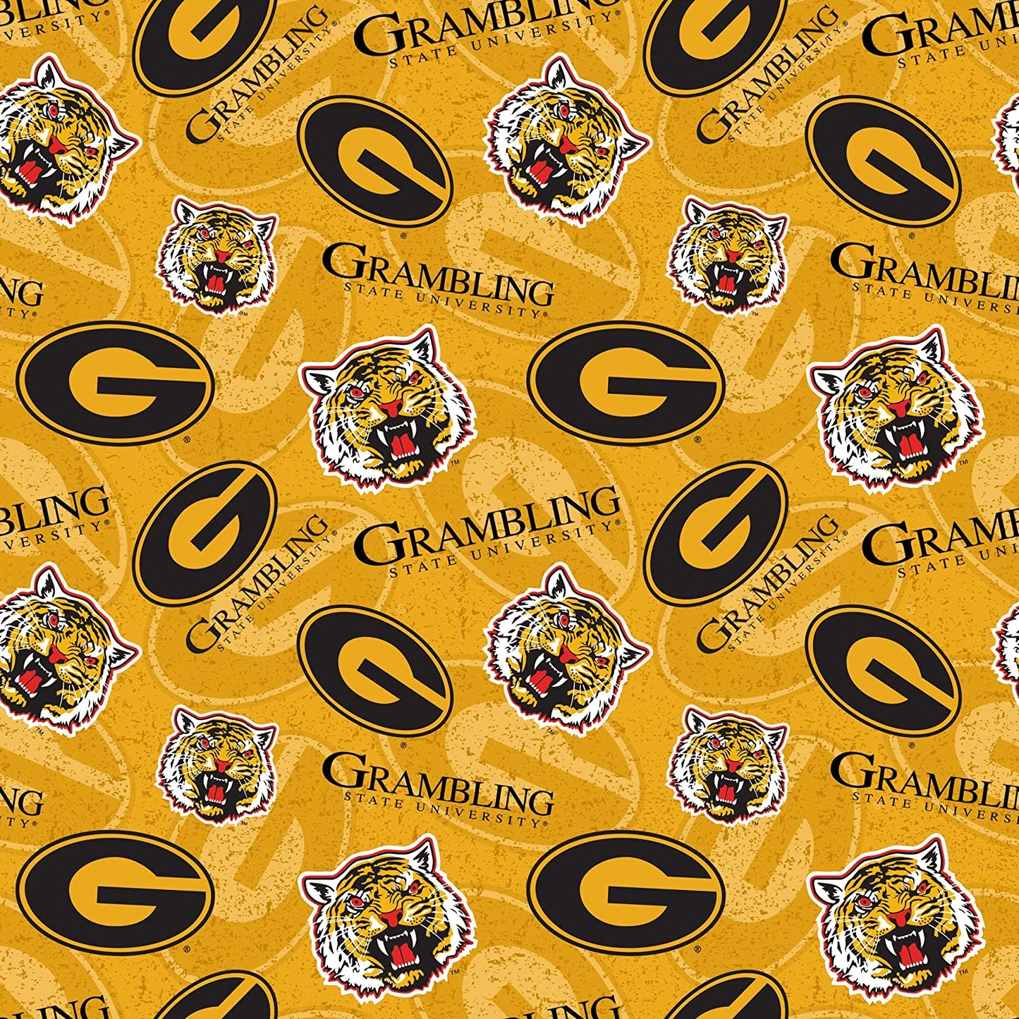 Grambling State Tigers NCAA College Tone on Tone Sykel Cottton Fabrics