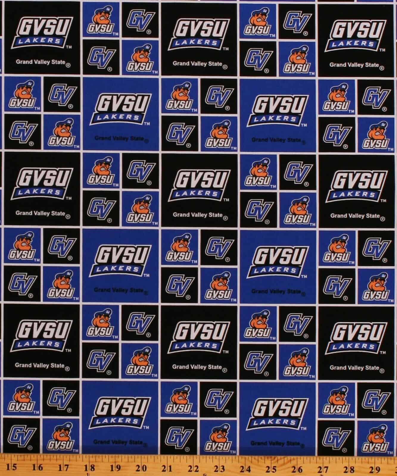 Grand Valley State Lakers NCAA GVSU Box Design Sykel Cotton Fabric