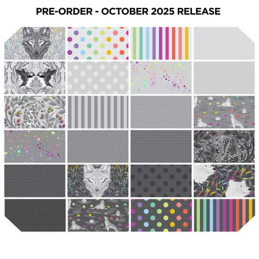 PRE-ORDER | OCT 2025 | Graywork Fat Quarter Bundle 18"x21" Tula Pink Free Spirit Cotton Fabric FS-FB4FQTP.GRAYWORK