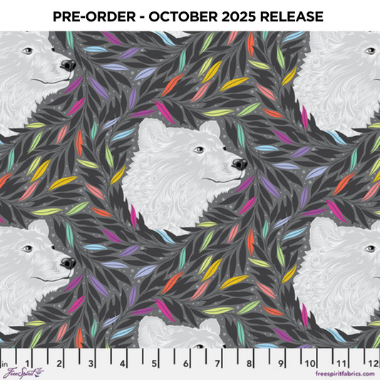 PRE-ORDER | OCT 2025 | Graywork Just Bearly Carbon Tula Pink Free Spirit Cotton Quilting Fabric FS-PWTP261.Carbon