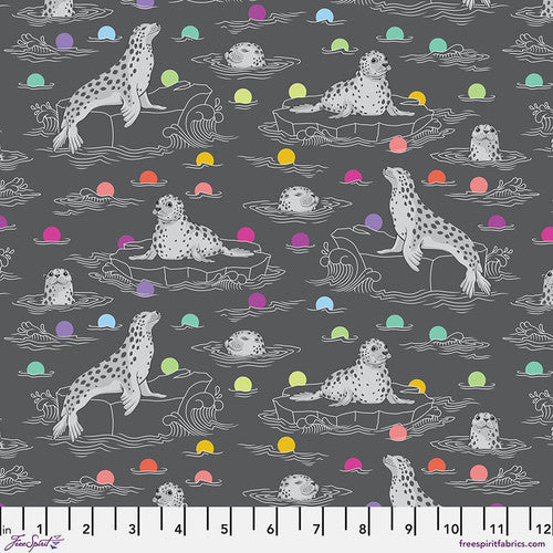 Graywork Seal the Deal Carbon Tula Pink Free Spirit Cotton Quilting Fabric FS-PWTP259.CARBON
