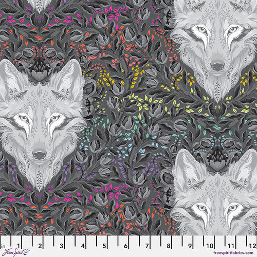 Graywork Wolf of Pink Street Carbon Tula Pink Free Spirit Cotton Quilting Fabric FS-PWTP256.CARBON