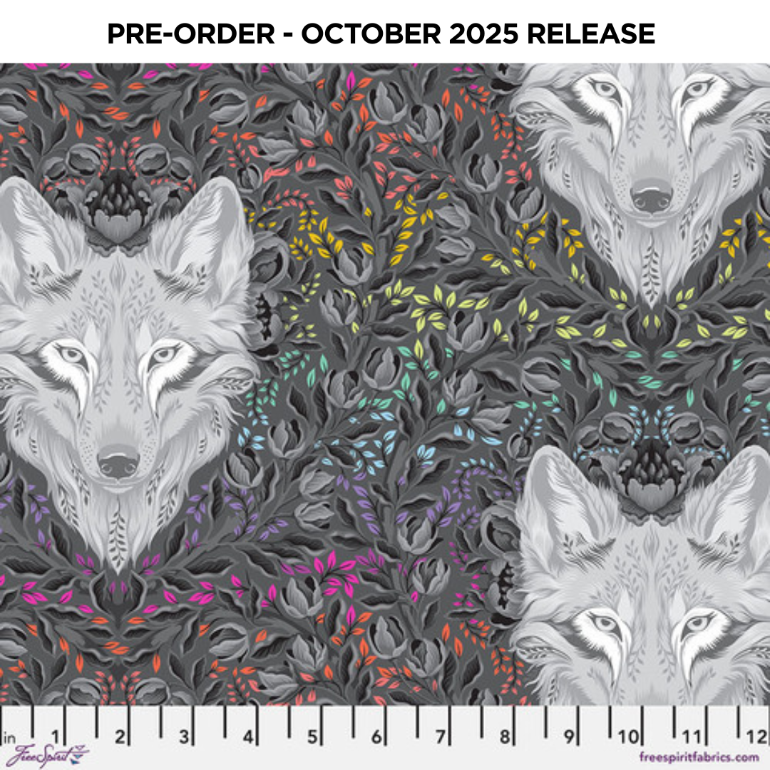 PRE-ORDER | OCT 2025 | Graywork Wolf of Pink Street Carbon Tula Pink Free Spirit Cotton Quilting Fabric FS-PWTP256.CARBON