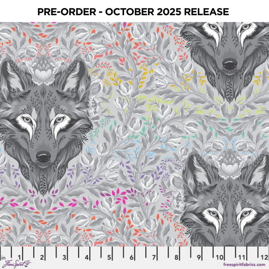 PRE-ORDER | OCT 2025 | Graywork Wolf of Pink Street Fog Tula Pink Free Spirit Cotton Quilting Fabric FS-PWTP256.FOG