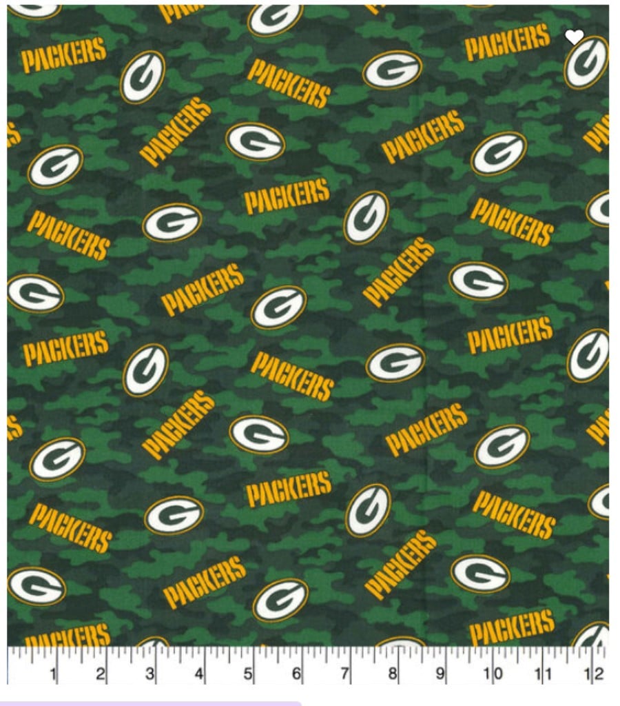 Green Bay Packers Camo Allover Design NFL Cotton Fabric