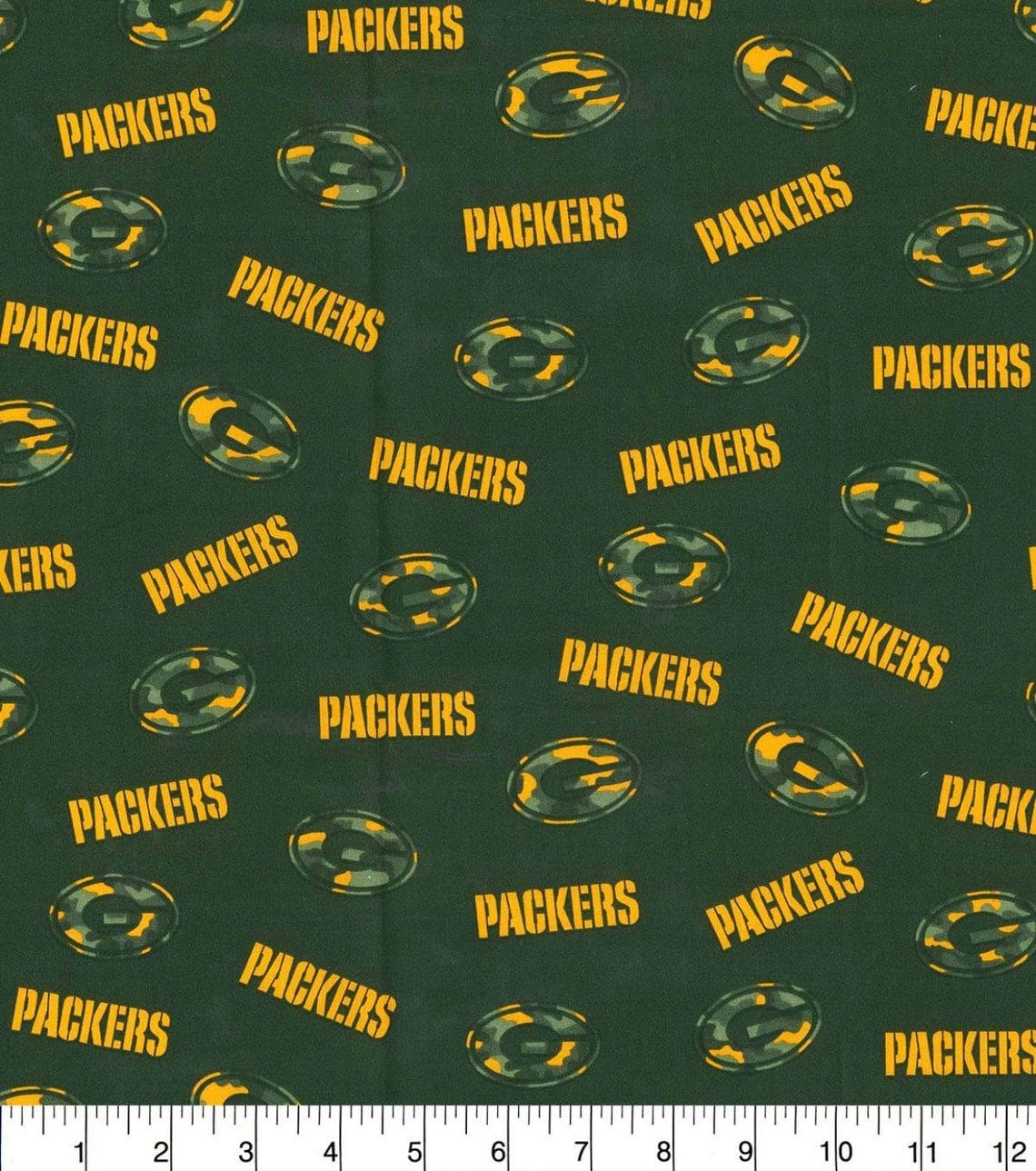 Green Bay Packers NFL Camo Logo DesignCotton Fabric