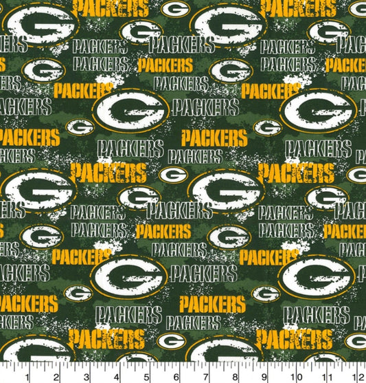 Green Bay Packers Distressed Design NFL Cotton Fabric