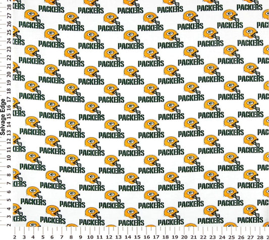 Green Bay Packers NFL Logo White Cotton Broadcloth Cotton Fabric