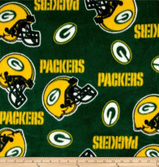 Green Bay Packers NFL Football Dark Green Fabric Traditions 58" FLEECE Fabric