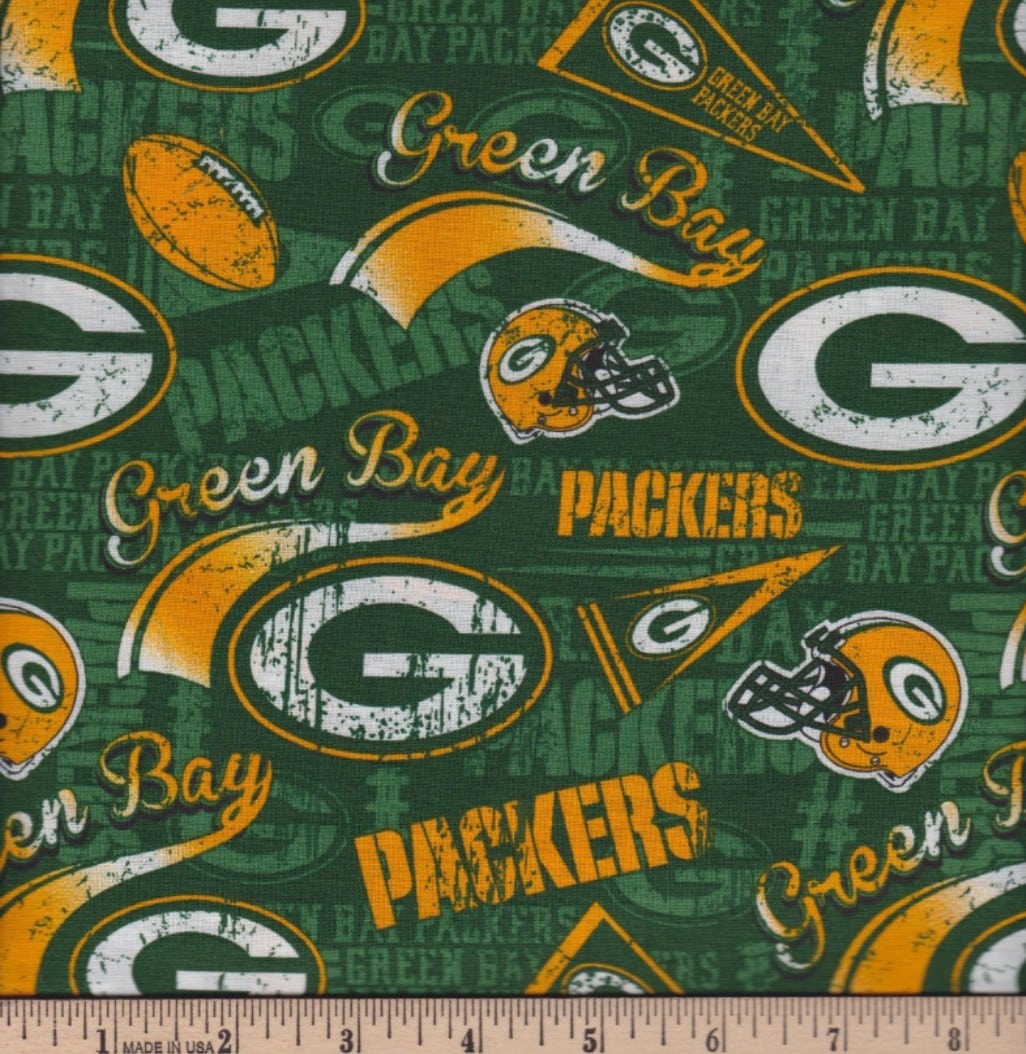 (SOLD PER BOLT) Green Bay Packers NFL Football New Retro Fabric Tradit ...