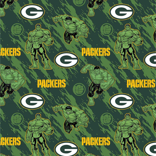 Green Bay Packers NFL Marvel Green Hulk Cotton Fabric