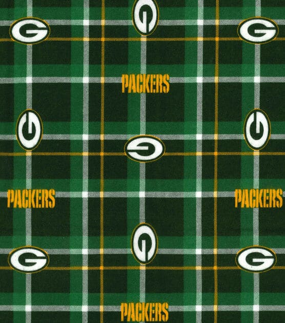 Green Bay Packers NFL Plaid Second design FLANNEL 42 inches Cotton Fabric