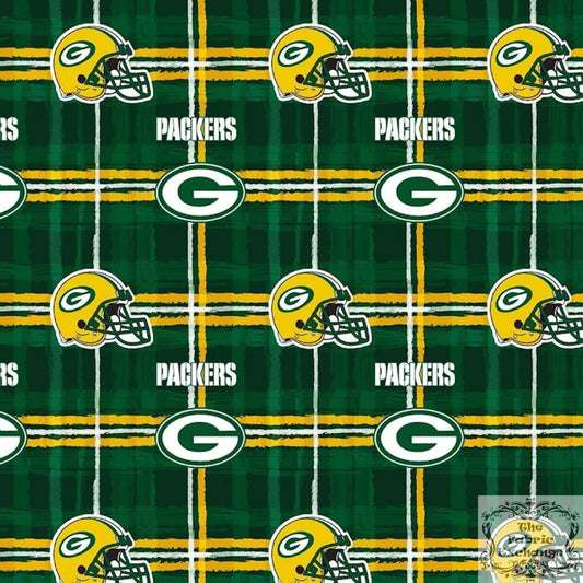 Green Bay Packers NFL Plaid Design 42 inches Flannel Fabric