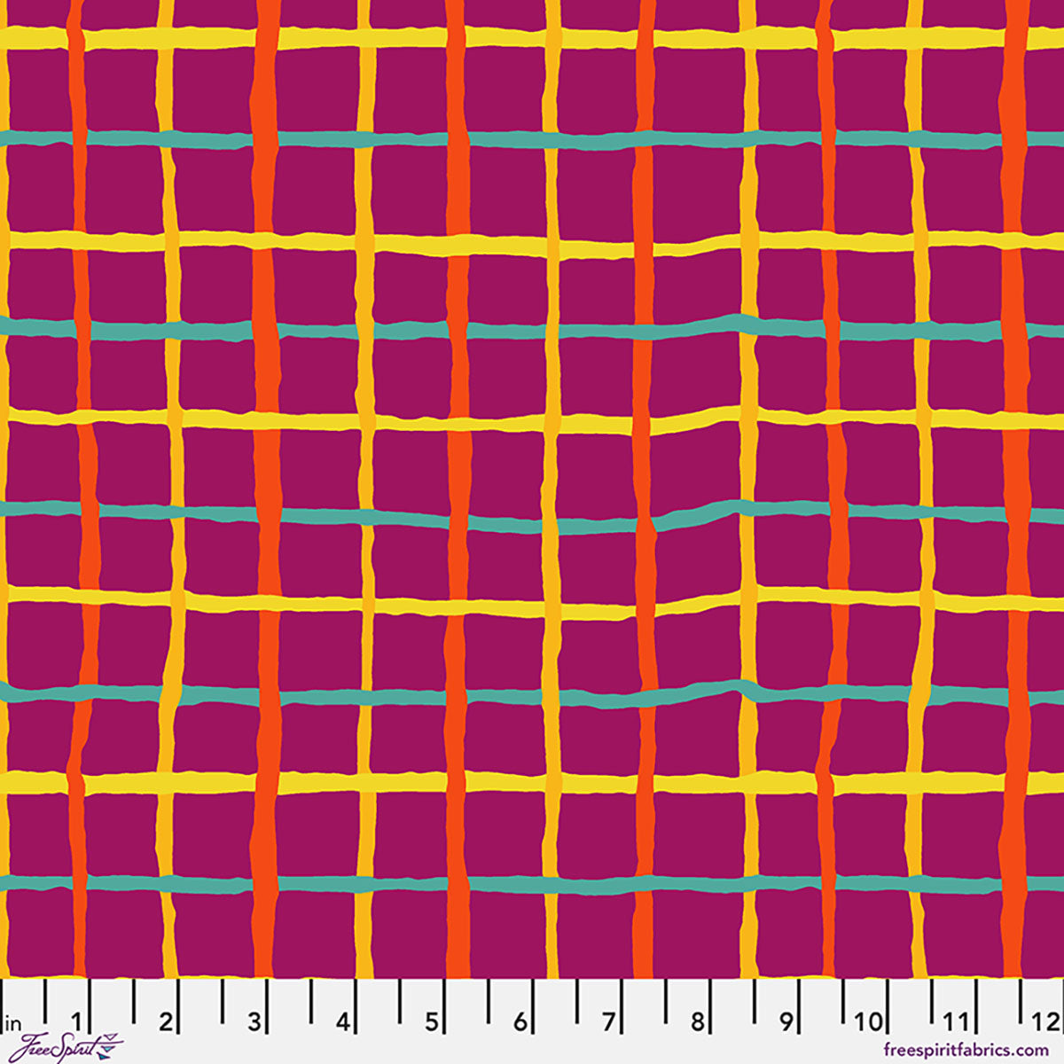 Grid Magenta August 2026 Kaffe Fassett Collective Free Spirit Cotton Fabric FS-PWBM105.MAGENTA
