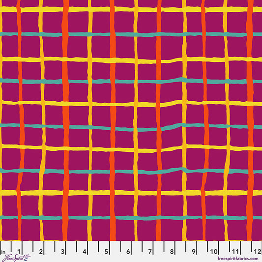 Grid Magenta August 2026 Kaffe Fassett Collective Free Spirit Cotton Fabric FS-PWBM105.MAGENTA