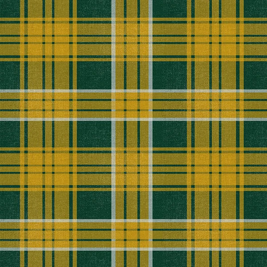 Gridiron Gold Plaid Gold Green Paintbrush Studios Cotton Fabric PBS-120-26572